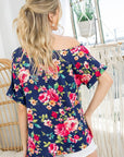 e Luna Allover Floral One Shoulder Top