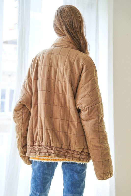 Davi &amp; Dani Washed Soft Comfy Quilting Zip Closure Jacket