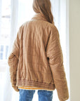 Davi & Dani Washed Soft Comfy Quilting Zip Closure Jacket