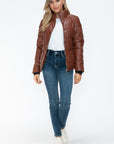 YMI Pocketed Zip Up Turtleneck Puffer Jacket