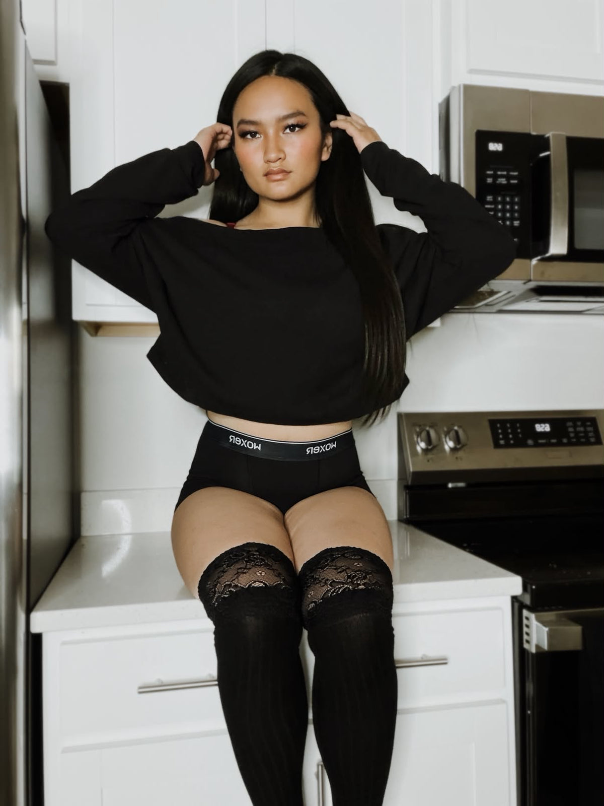Lace-Trimmed Over-the-Knee Socks