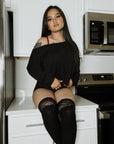 Lace-Trimmed Over-the-Knee Socks