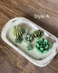 Arizona Dream Cactus Garden Candle — Sculptural Soy Wax in Carved Wood Bowl