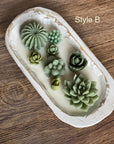 Arizona Dream Cactus Garden Candle — Sculptural Soy Wax in Carved Wood Bowl