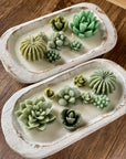 Arizona Dream Cactus Garden Candle — Sculptural Soy Wax in Carved Wood Bowl