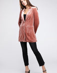 BiBi Shiny Velvet Peak Lapel Single Blazer