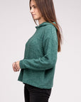 Zenana Hooded Brushed Melange Hacci Sweater