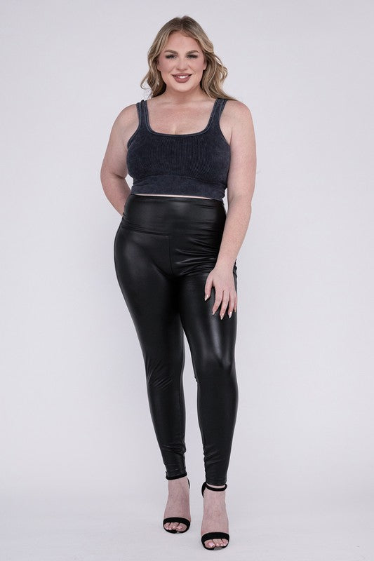 ZENANA Plus High Rise Faux Leather Leggings