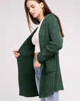 Zenana Hooded Open Front Sweater Cardigan