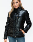 YMI Pocketed Zip Up Turtleneck Puffer Jacket