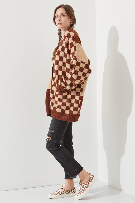 Jade By Jane Checkered Oversized Sweater