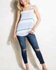 e Luna Striped Solid Mix Tank Top