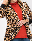 Celeste Full Size Leopard Open Front Long Sleeve Blazer