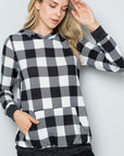 Celeste Full Size Contrast Plaid Long Sleeve Hoodie