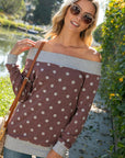 e Luna PLUS Polka Dot Off Shoulder Top