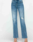 bytos Full Size Distressed High Rise Straight Jeans