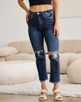 RFM Crop Dylan Full Size Tummy Control Distressed High Waist Raw Hem Jeans