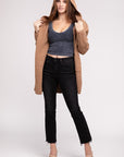 Zenana Hooded Open Front Sweater Cardigan