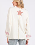 SAGE + FIG Peace & Star Patch Contrast Round Neck Sweatshirt