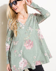 e Luna Floral Triblend Babydoll Top