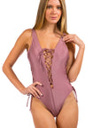 Deep V-Cut One Piece Swimsuit