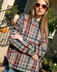 e Luna Plaid Mock Neck Boxy Top