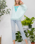 Celeste Full Size Floral Round Neck Top with Two Layer Detail