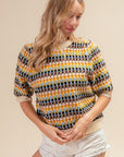 BiBi Multi Color Half Sleeve Sweater