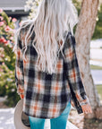 Women Rounded Hem Plaid Shacket with Slits