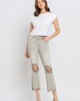 Lovervet Distressed Raw Hem Cropped Flare Jeans