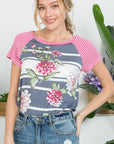 Floral Strip Mix Baseball Top - Online Only - My Pampered Life Seattle