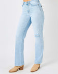 Judy Blue Full Size High Waist Distressed Straight Jeans