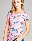 e Luna Floral Jersey Basic Casual Top