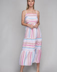 Striped Print Ruffle Hem Cami Dress - Online Only