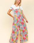 Haptics Full Size Printed Wide Leg Overalls with Side Pockets