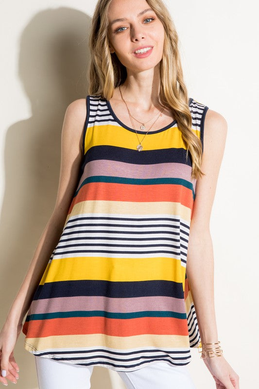 e Luna Multi Stripe Jersey Tank Top