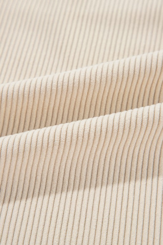 Houndstooth Corduroy Patchwork Flap Pocket Shacket