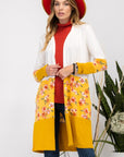 Celeste Full Size Floral Color Block Open Front Cardigan