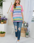 e Luna Multi Stripe Mixed Baseball Top