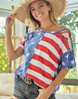 BiBi American Flag Theme Short Sleeve T-Shirt