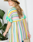 e Luna PLUS Striped Babydoll Tunic Top