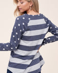 e Luna Dot Stripe Mixed Sweatshirt