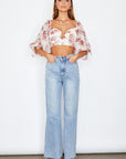 One and Only Collective Inc Chiffon Balloon Sleeved Bustier Crop Top