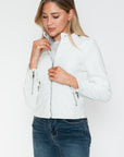 Snobbish PU Leather Zip Up Jacket with Pockets