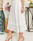 ADORA Elastic Waist Lace Midi Skirt