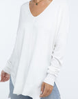 ZENANA Hi-Low Hem Front Seam Sweater