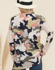 Celeste Full Size Camo Print Contrast Long Sleeve T-Shirt