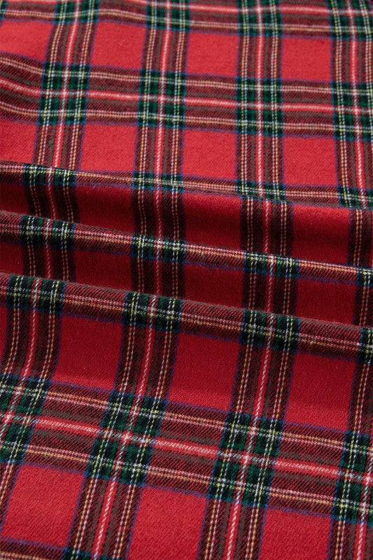 Plus Size Christmas Plaid Shirt and Shorts Pajama