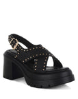 Nambo Stud Embellished Block Heel Sandals