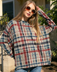 e Luna Plaid Mock Neck Boxy Top